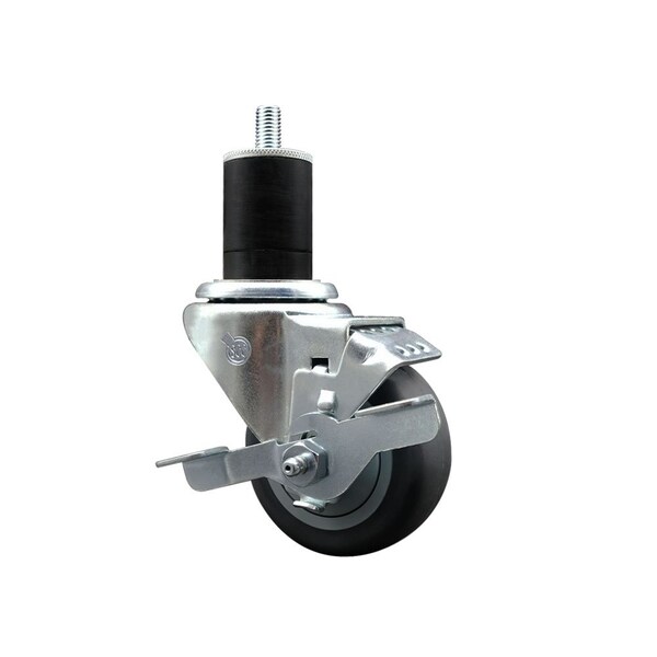 3'' Thermoplastic Rubber Swivel 1-3/4'' Expanding Stem Caster with Brake